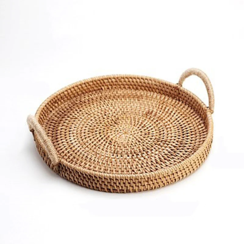 Eco-Friendly Round Woven Tray with Handles - Sustainable Home Decor - Image 6