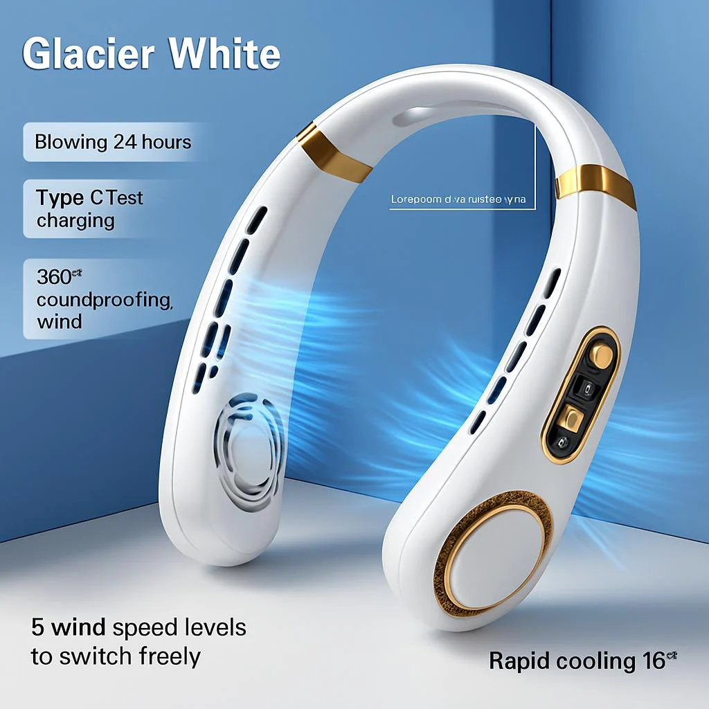 Eco-Friendly Portable Neck Fan - Hands-Free Cooling with Rechargeable Battery - Image 11