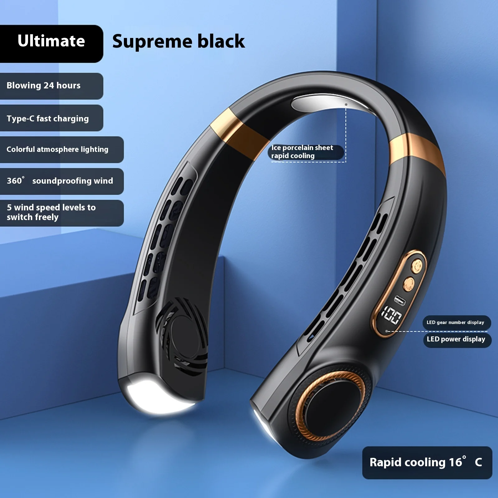 Eco-Friendly Portable Neck Fan - Hands-Free Cooling with Rechargeable Battery - Image 18