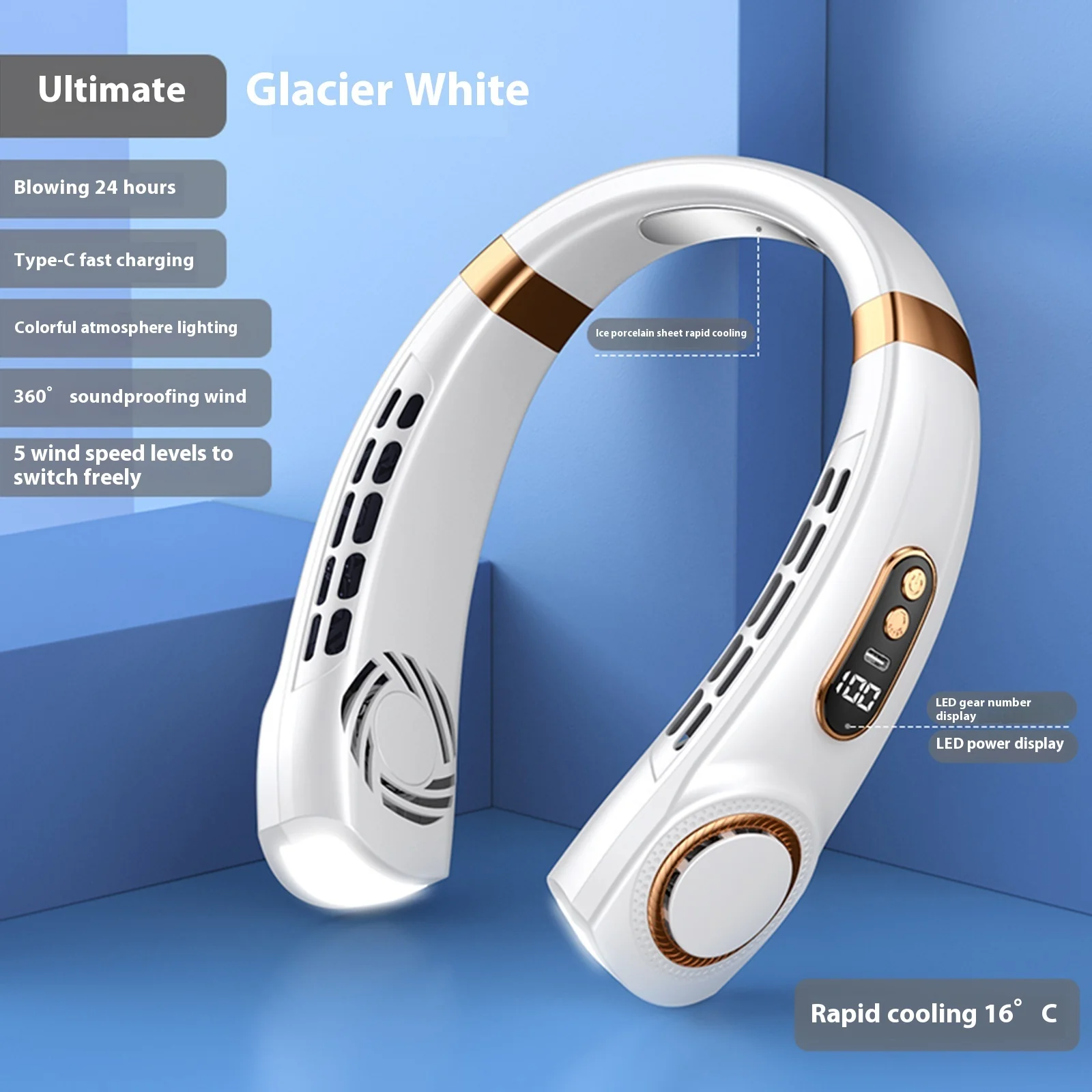 Eco-Friendly Portable Neck Fan - Hands-Free Cooling with Rechargeable Battery - Image 19