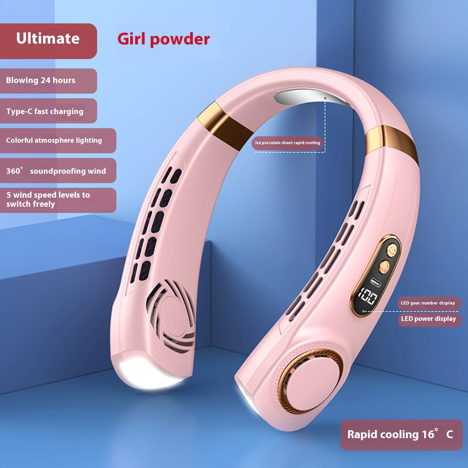 Eco-Friendly Portable Neck Fan - Hands-Free Cooling with Rechargeable Battery - Image 20
