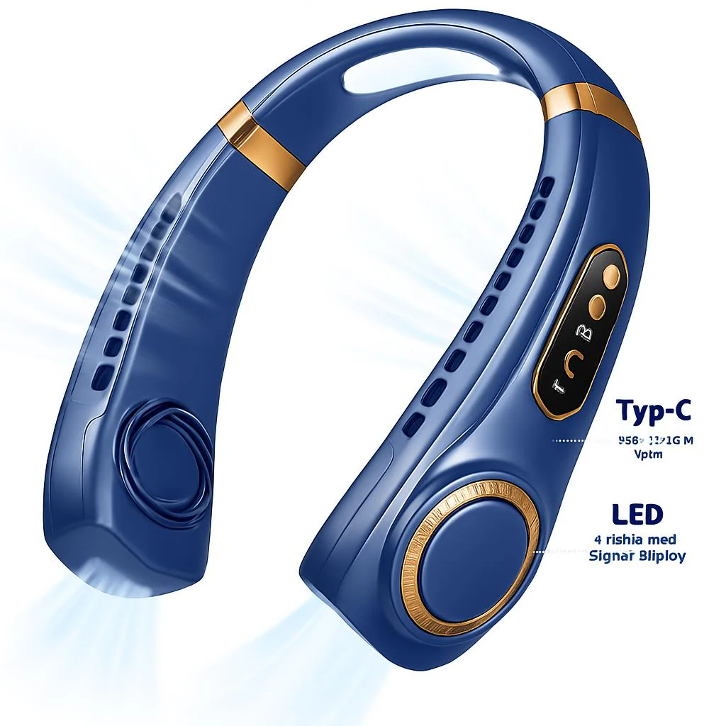 Eco-Friendly Portable Neck Fan - Hands-Free Cooling with Rechargeable Battery - Image 3