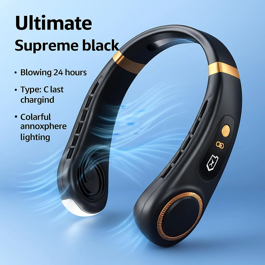 Eco-Friendly Portable Neck Fan - Hands-Free Cooling with Rechargeable Battery - Image 5
