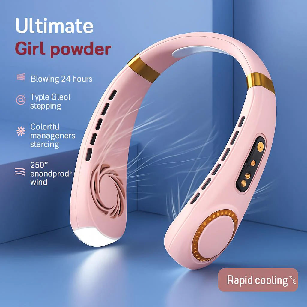 Eco-Friendly Portable Neck Fan - Hands-Free Cooling with Rechargeable Battery - Image 7