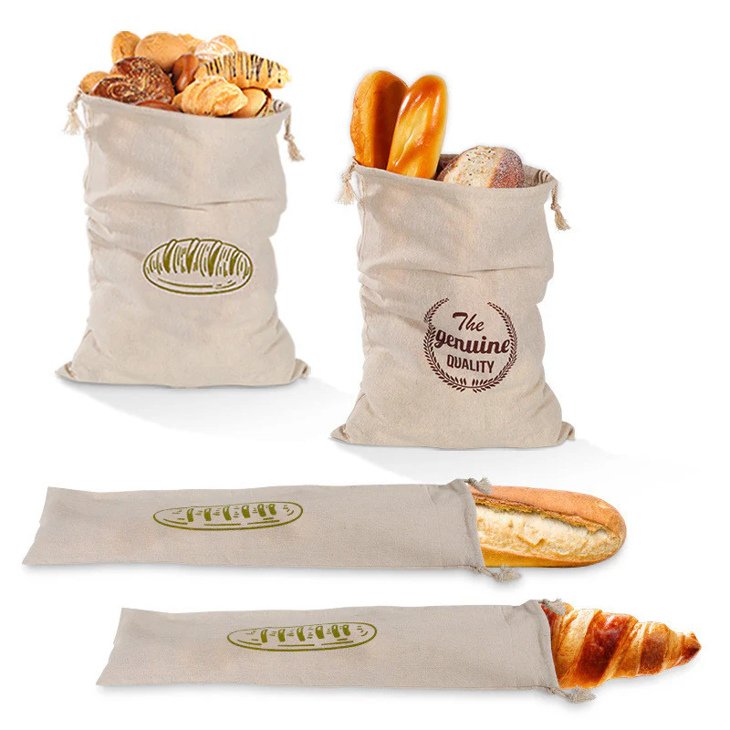 Eco-Friendly Reusable Bread Bags - Natural Beige Cotton with Drawstring - Image 13