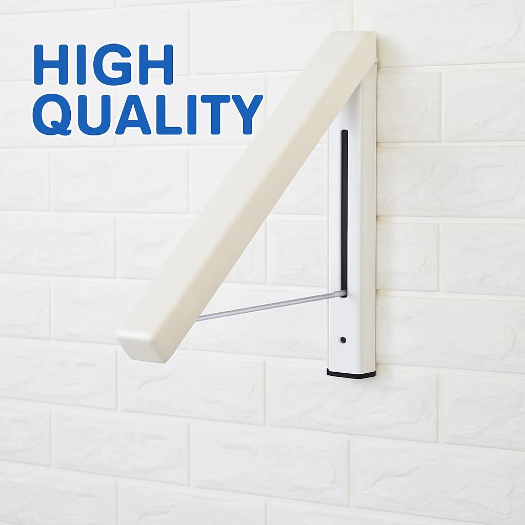 Space-Saving Folding Retractable Clothes Rack - Wall-Mounted, White - Image 11