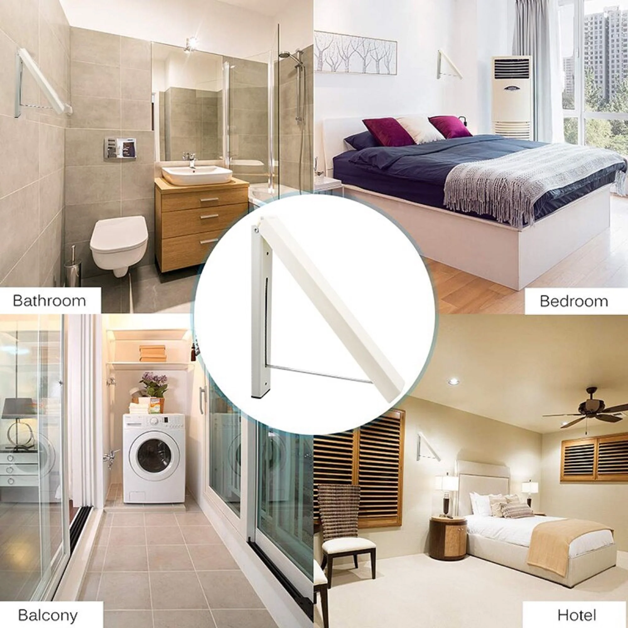 Space-Saving Folding Retractable Clothes Rack - Wall-Mounted, White - Image 15