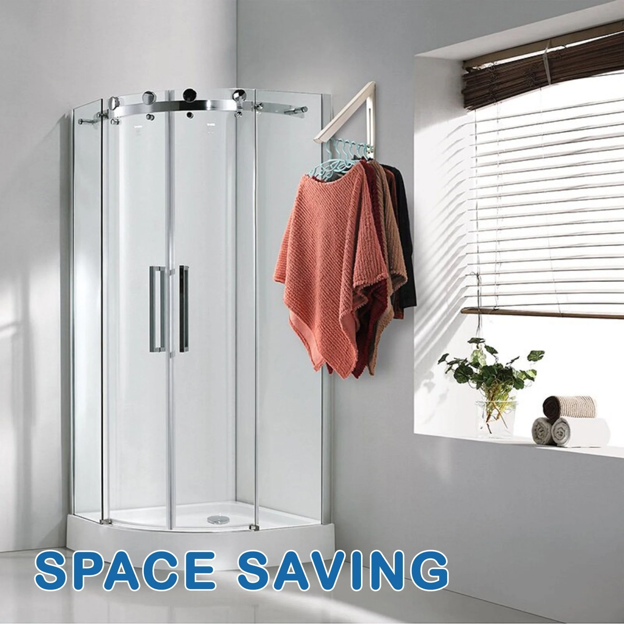 Space-Saving Folding Retractable Clothes Rack - Wall-Mounted, White - Image 18