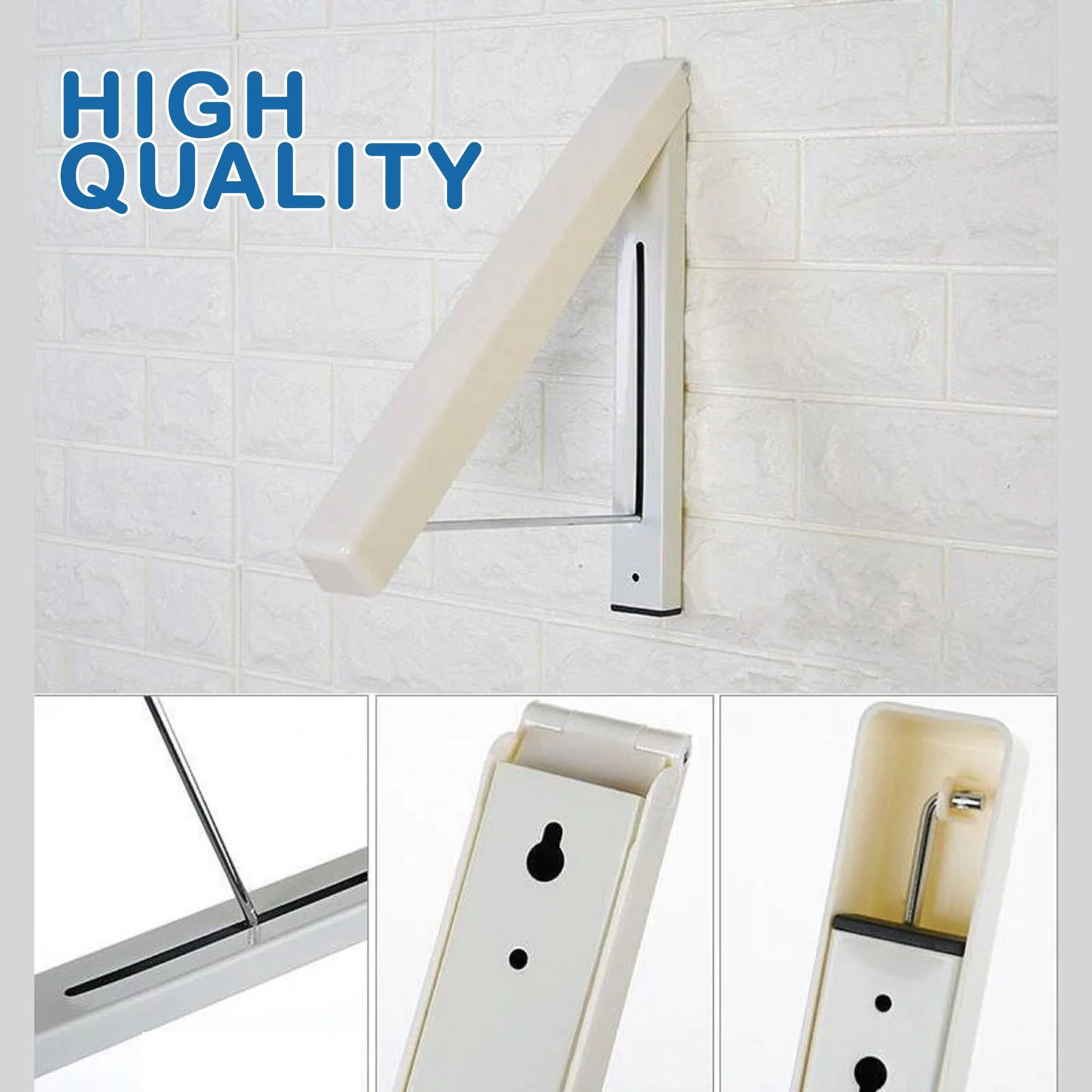 Space-Saving Folding Retractable Clothes Rack - Wall-Mounted, White - Image 21