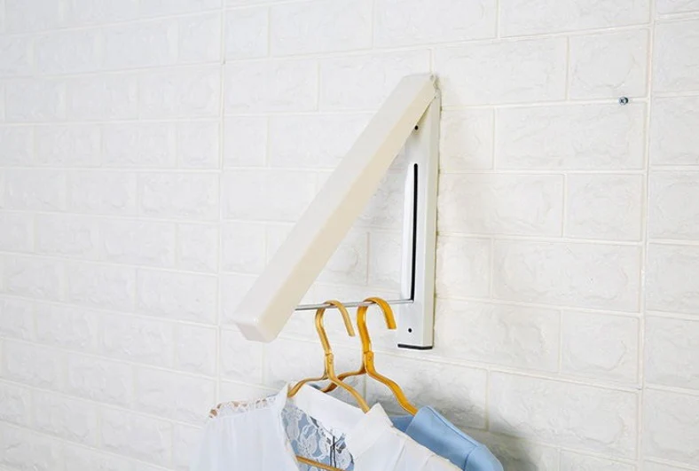 Space-Saving Folding Retractable Clothes Rack - Wall-Mounted, White - Image 22
