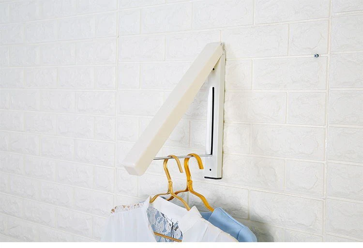 Space-Saving Folding Retractable Clothes Rack - Wall-Mounted, White - Image 23