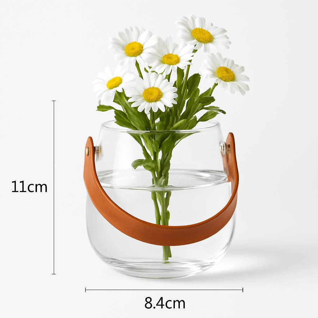 Eco-Friendly Leather Portable Glass Vase - Image 8