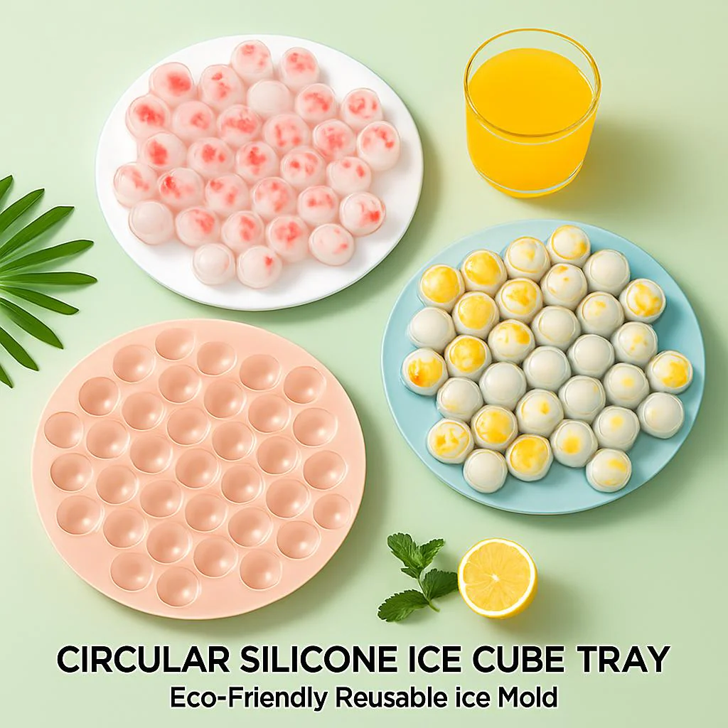 Circular Silicone Ice Cube Tray - Eco-Friendly Reusable Ice Mold - Image 4