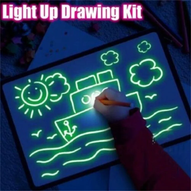 Hot Small Size Luminous Magic Drawing Board Light In Dark Children Kids Paint Toy DIY Educaitonal Boy Girl Educational Toys - Image 3