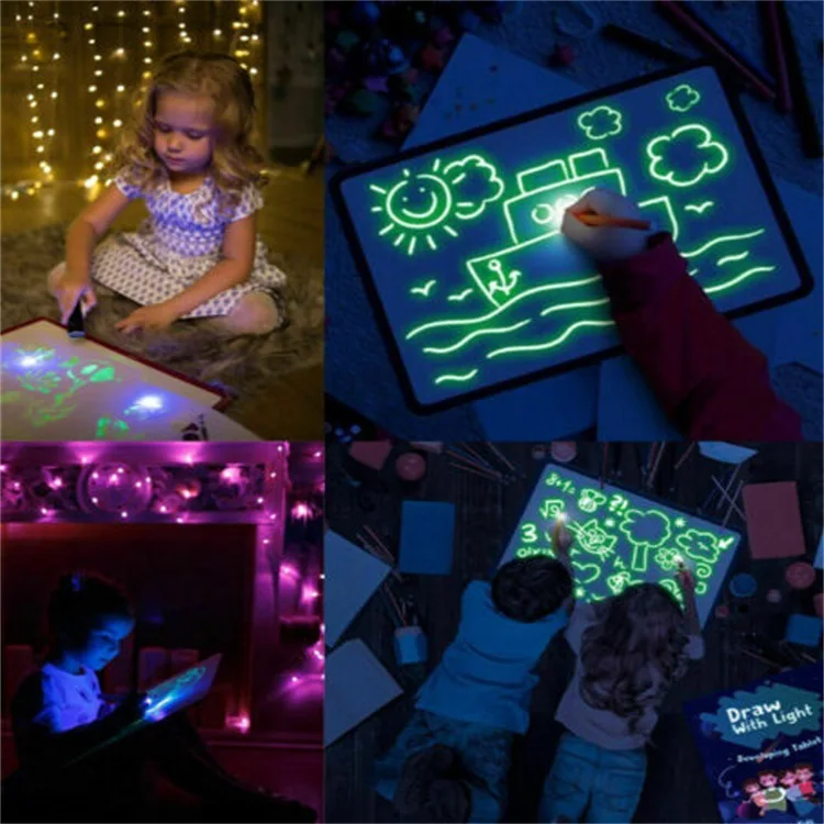 Hot Small Size Luminous Magic Drawing Board Light In Dark Children Kids Paint Toy DIY Educaitonal Boy Girl Educational Toys - Image 7