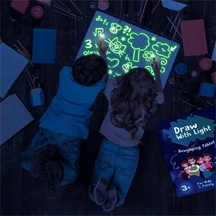 Hot Small Size Luminous Magic Drawing Board Light In Dark Children Kids Paint Toy DIY Educaitonal Boy Girl Educational Toys - Image 8