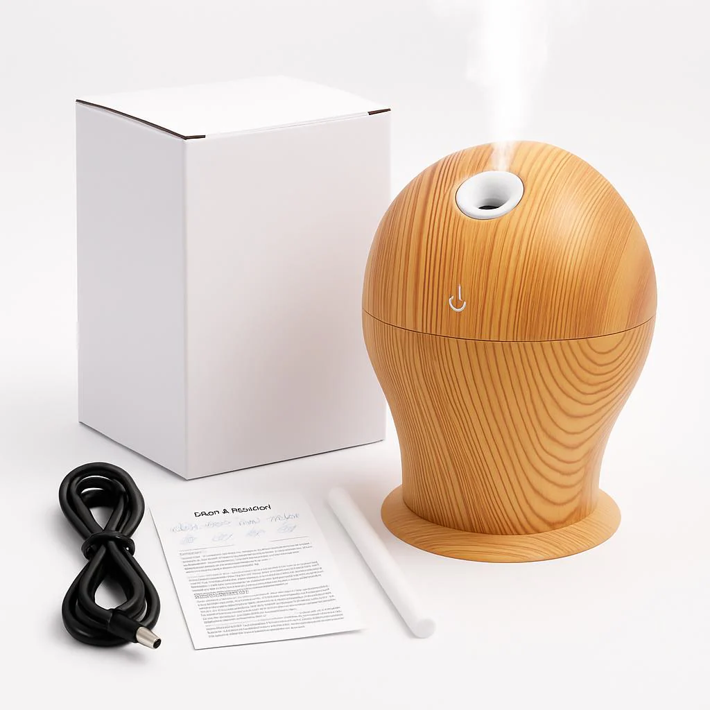 Compact Water-Saving Dark Wood Grain Humidifier for Eco-Friendly Homes - Image 5