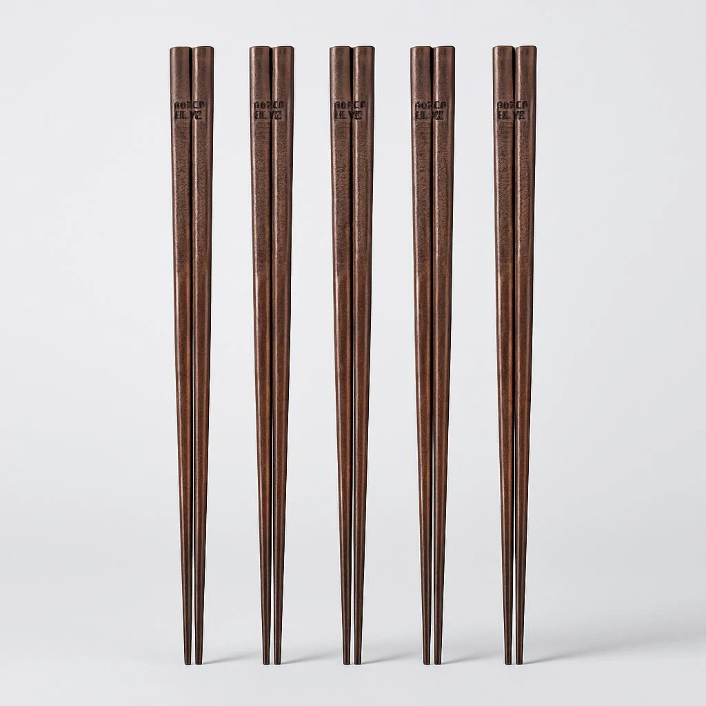 Eco-Friendly Reusable Wooden Chopsticks with Textured Grip - Image 11