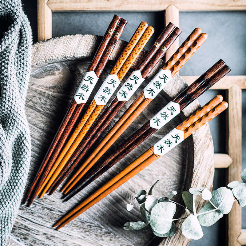 Eco-Friendly Reusable Wooden Chopsticks with Textured Grip - Image 13