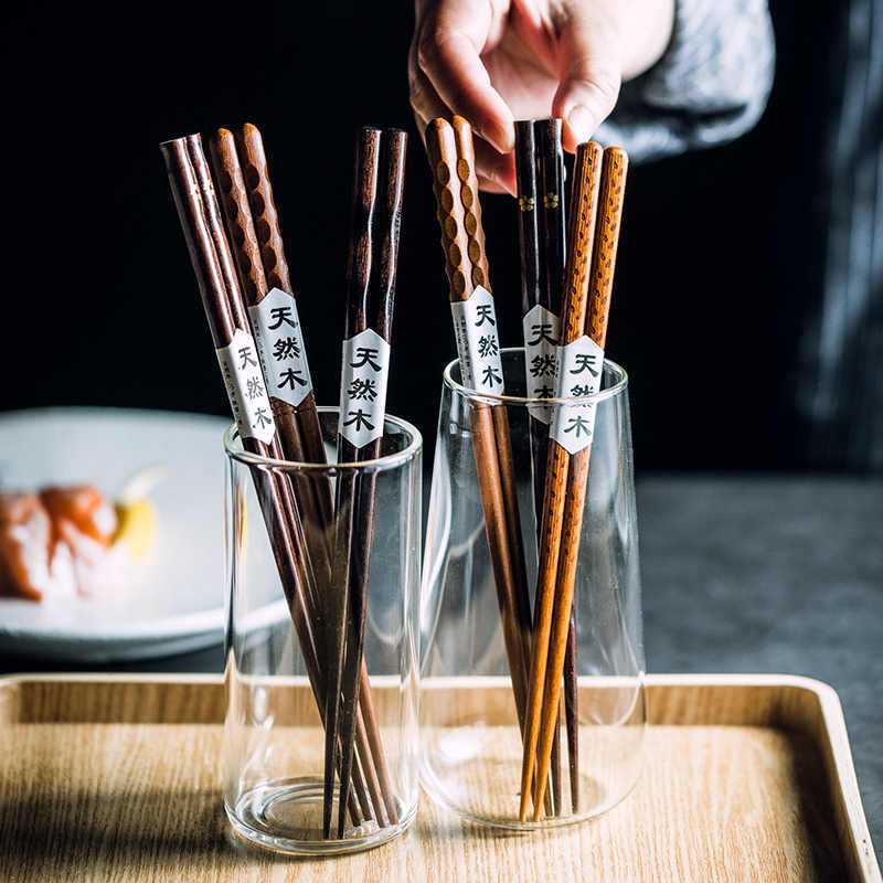 Eco-Friendly Reusable Wooden Chopsticks with Textured Grip - Image 14