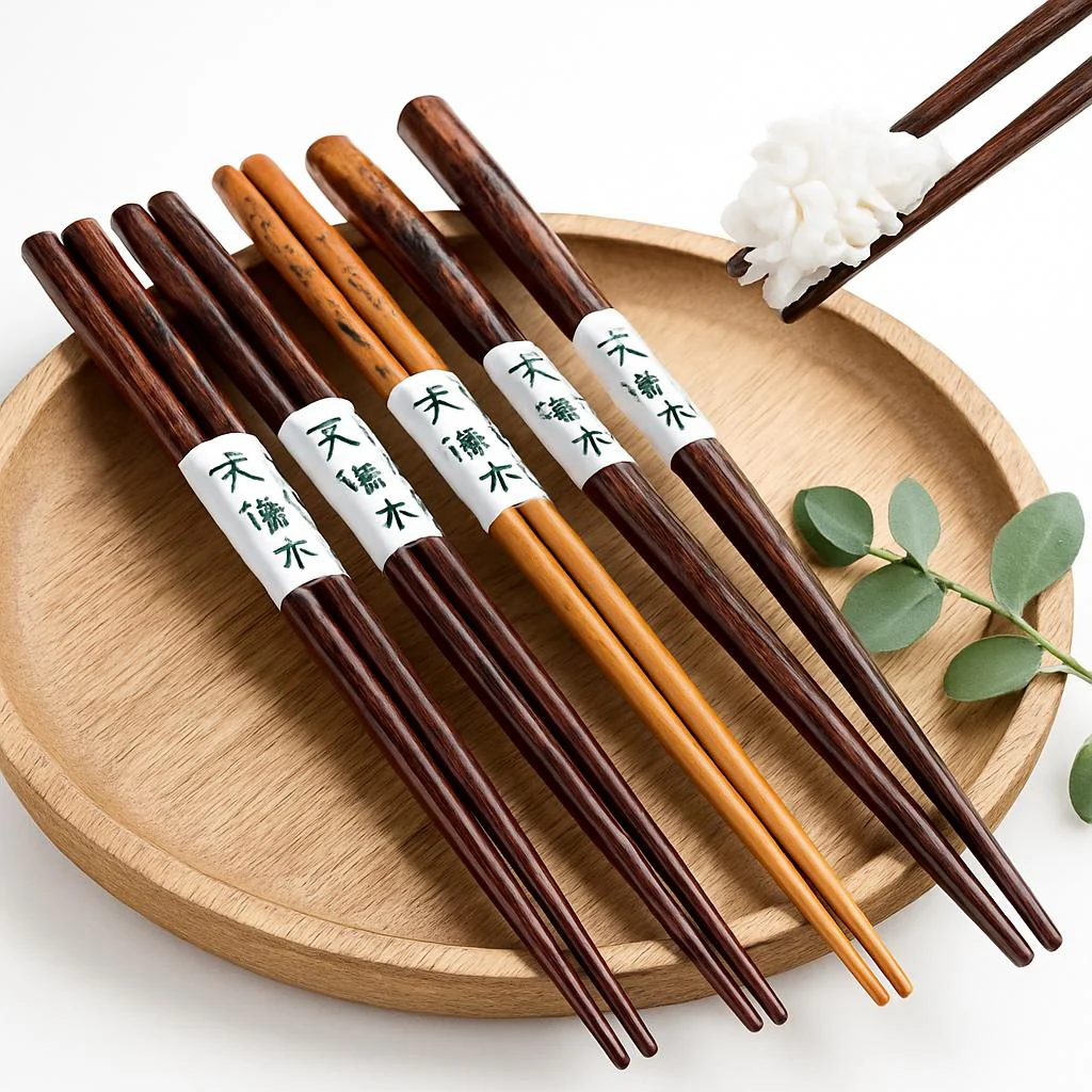 Eco-Friendly Reusable Wooden Chopsticks with Textured Grip - Image 2