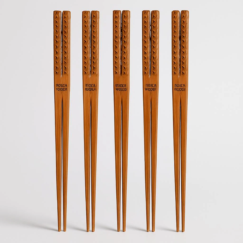 Eco-Friendly Reusable Wooden Chopsticks with Textured Grip - Image 7