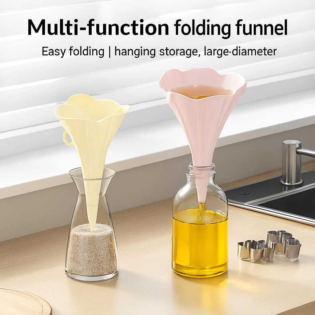 Collapsible Flower-Shaped Silicone Kitchen Funnel - Eco-Friendly & Space-Saving - Image 2