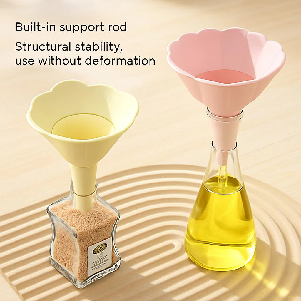 Collapsible Flower-Shaped Silicone Kitchen Funnel - Eco-Friendly & Space-Saving - Image 3