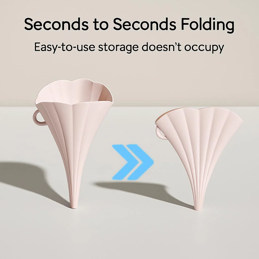 Collapsible Flower-Shaped Silicone Kitchen Funnel - Eco-Friendly & Space-Saving - Image 4