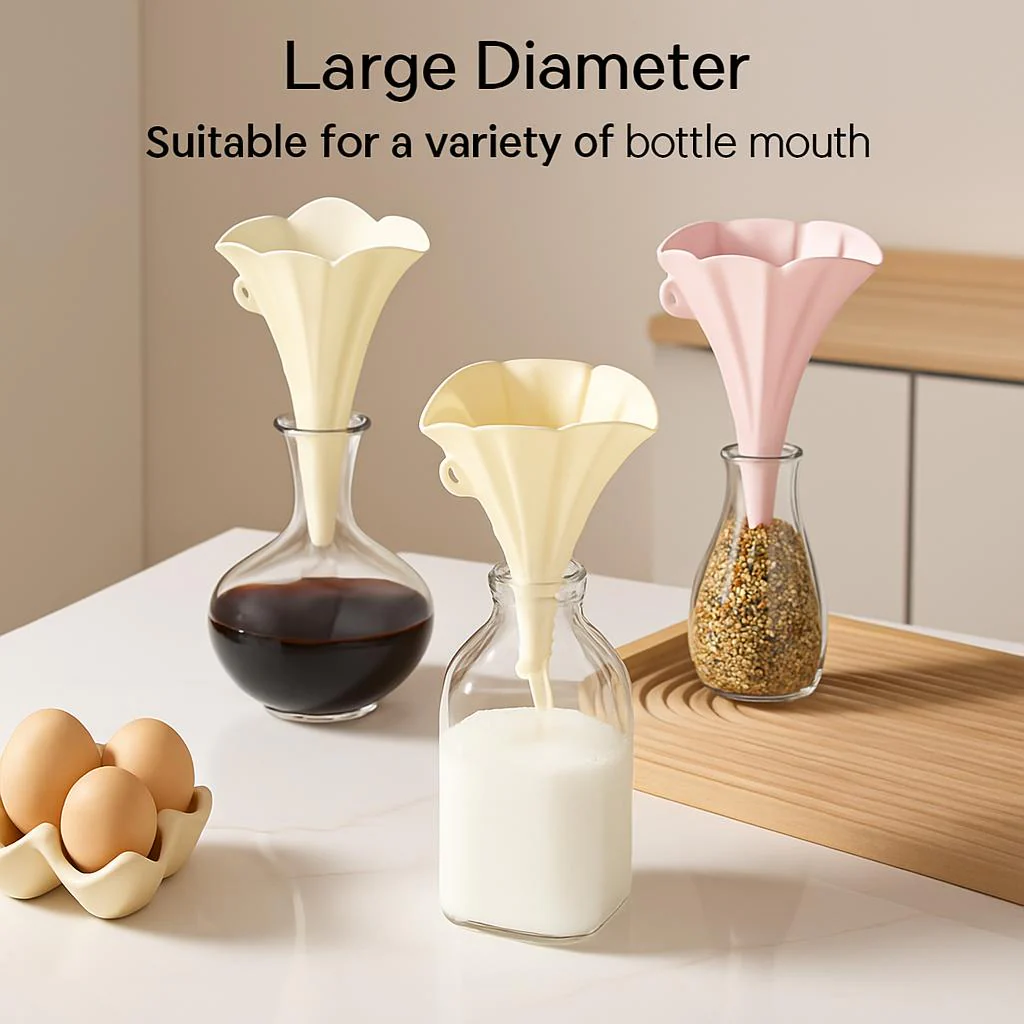 Collapsible Flower-Shaped Silicone Kitchen Funnel - Eco-Friendly & Space-Saving - Image 5