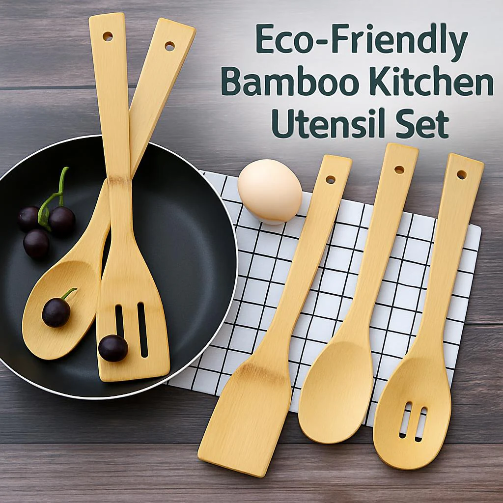 Eco-Friendly Bamboo Kitchen Utensil Set - Sustainable Cooking Spoons & Spatulas - Image 5