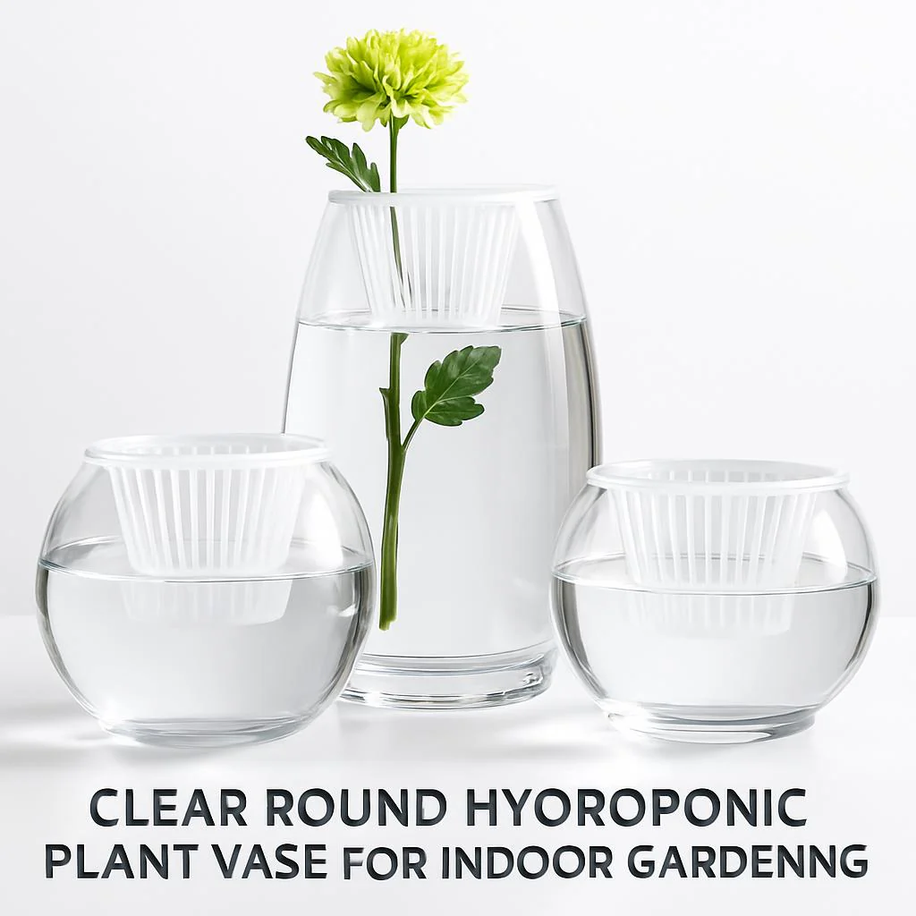 Clear Round Hydroponic Plant Vase for Indoor Gardening - Image 4