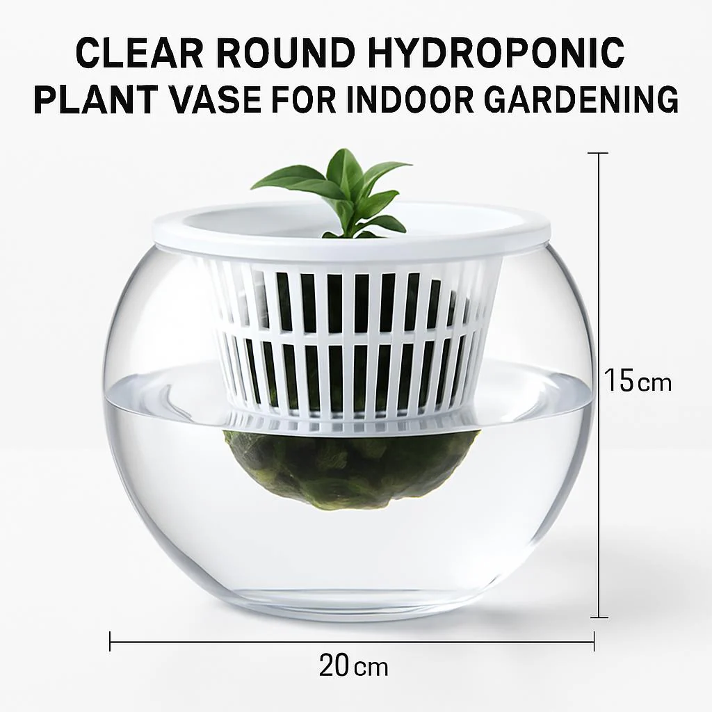 Clear Round Hydroponic Plant Vase for Indoor Gardening - Image 7