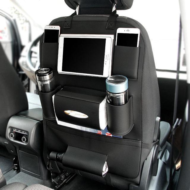 Brown Rectangular Car Seat Organizer with Multiple Pockets - Image 15