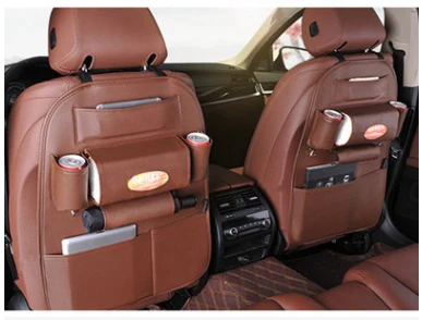 Brown Rectangular Car Seat Organizer with Multiple Pockets - Image 18
