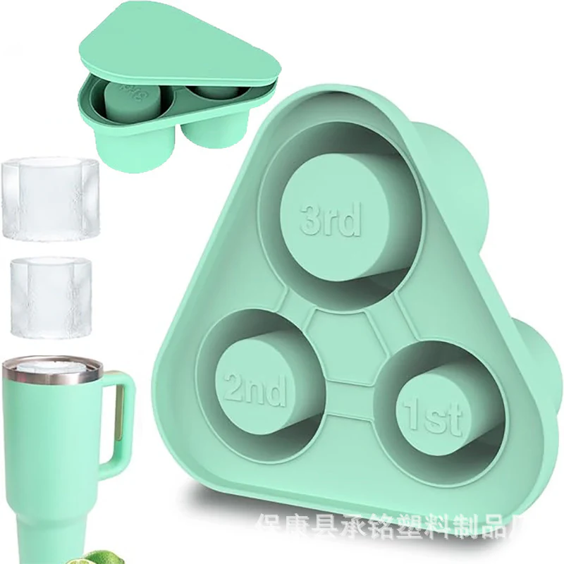 Eco-Friendly Silicone Ice Cube Tray - Triangular Shape, Green & Pink - Image 19