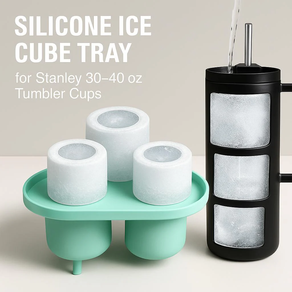 Eco-Friendly Silicone Ice Cube Tray - Triangular Shape, Green & Pink - Image 3