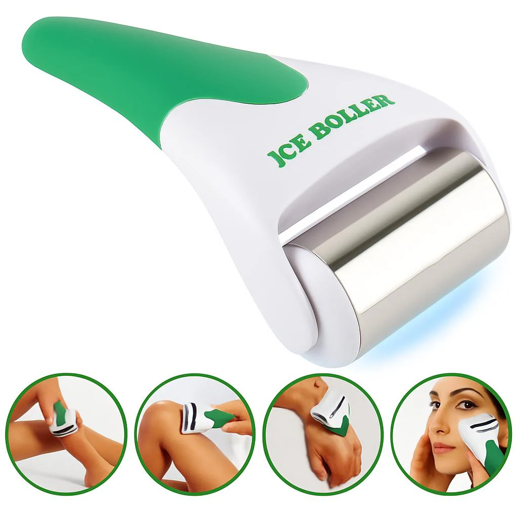 Green & White Ice Roller for Face and Body - Eco-Friendly Facial Massager - Image 3