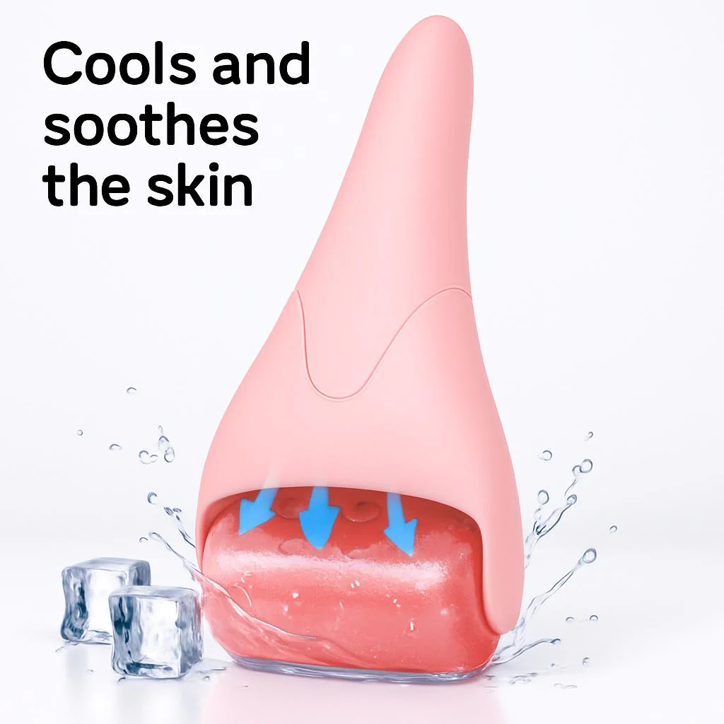 Pink Ergonomic Facial Ice Roller for Skincare and Wellness - Image 19