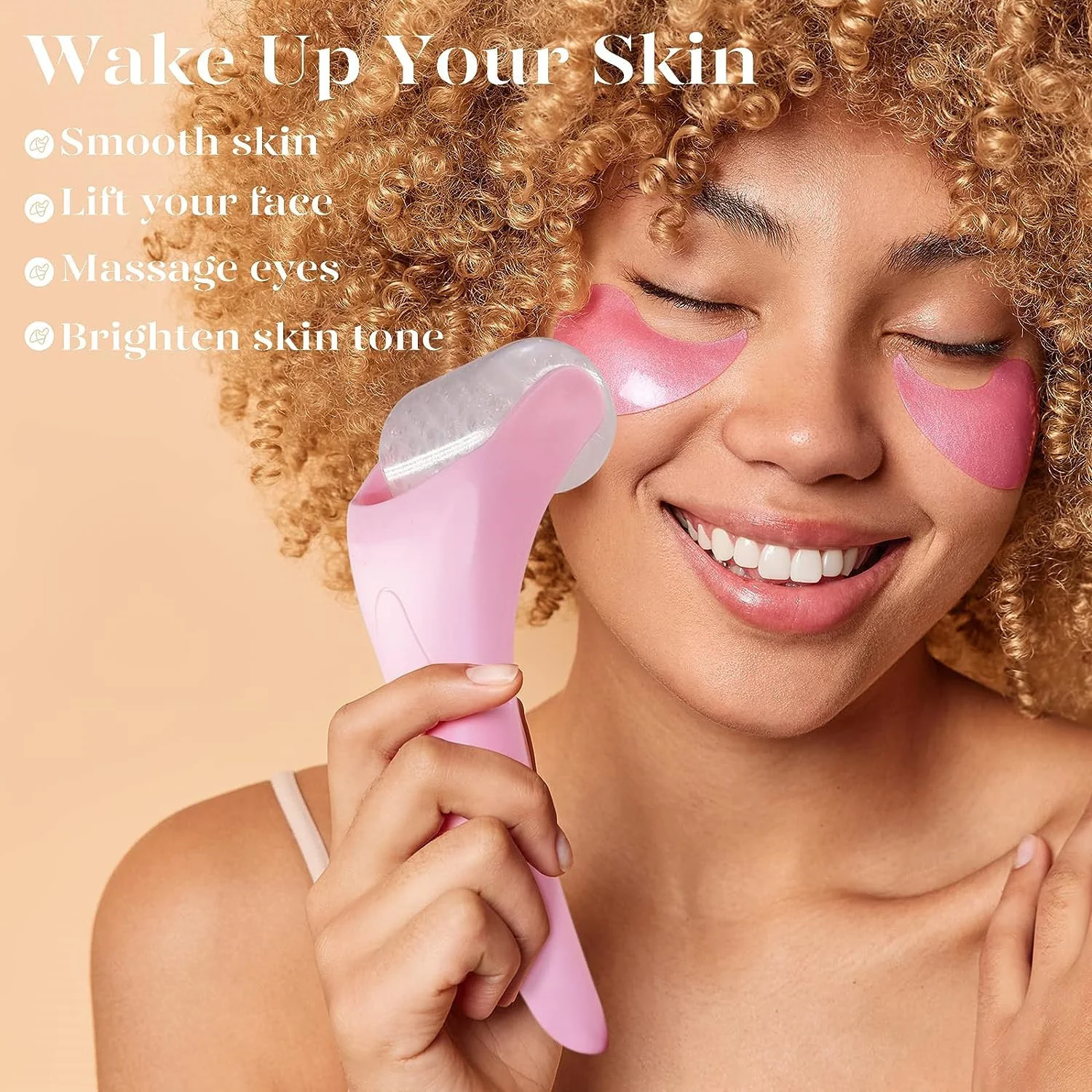 Pink Ergonomic Facial Ice Roller for Skincare and Wellness - Image 20