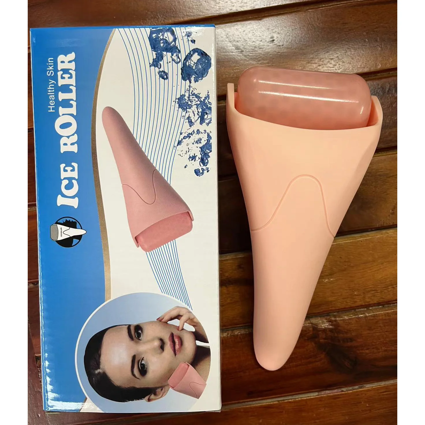Pink Ergonomic Facial Ice Roller for Skincare and Wellness - Image 29