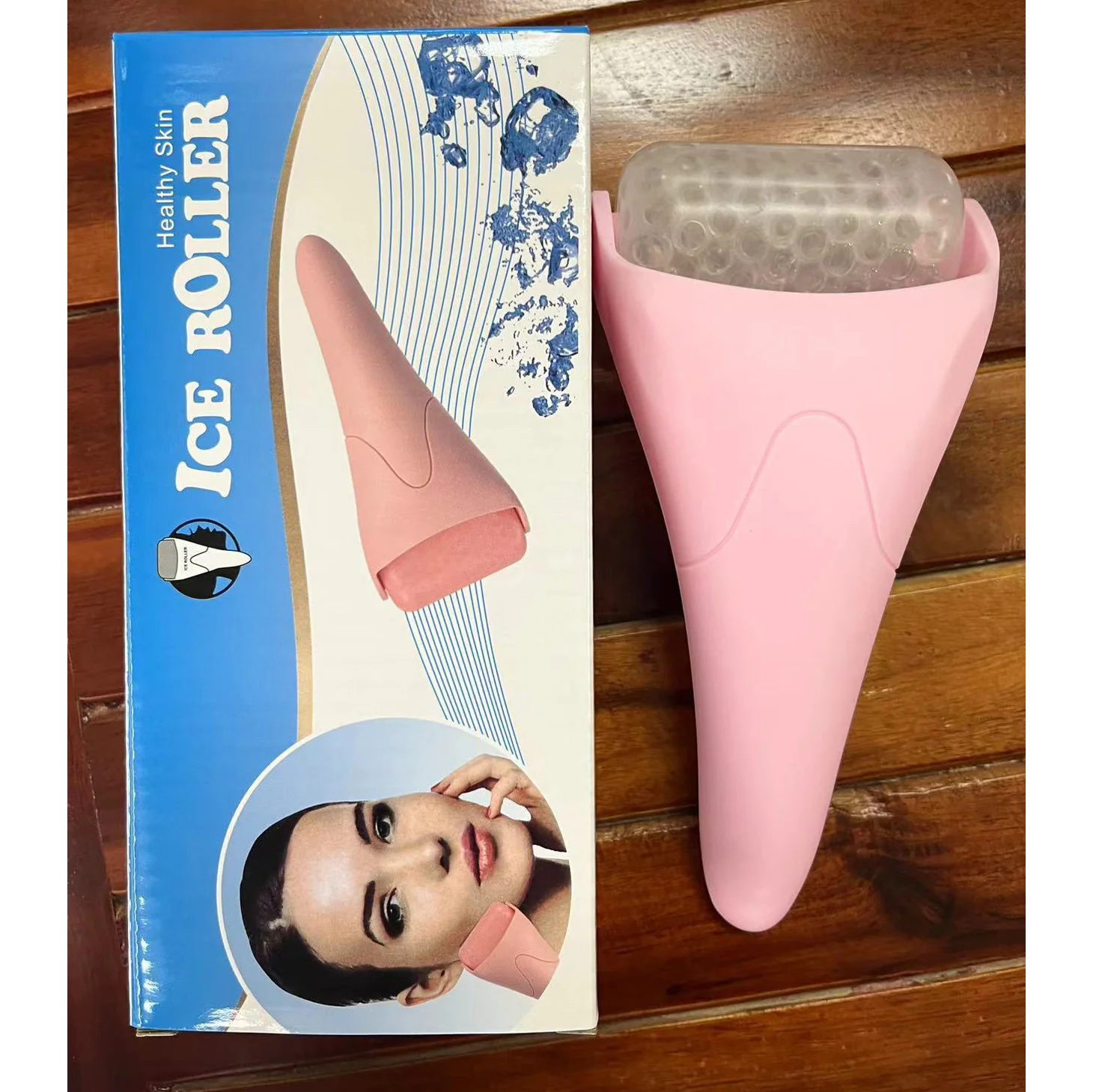 Pink Ergonomic Facial Ice Roller for Skincare and Wellness - Image 30