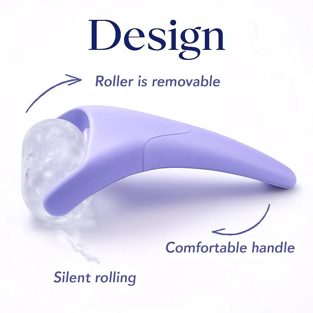 Pink Ergonomic Facial Ice Roller for Skincare and Wellness - Image 5
