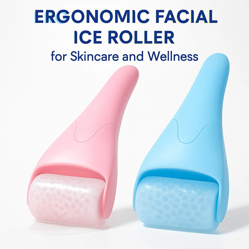 Pink Ergonomic Facial Ice Roller for Skincare and Wellness - Image 6
