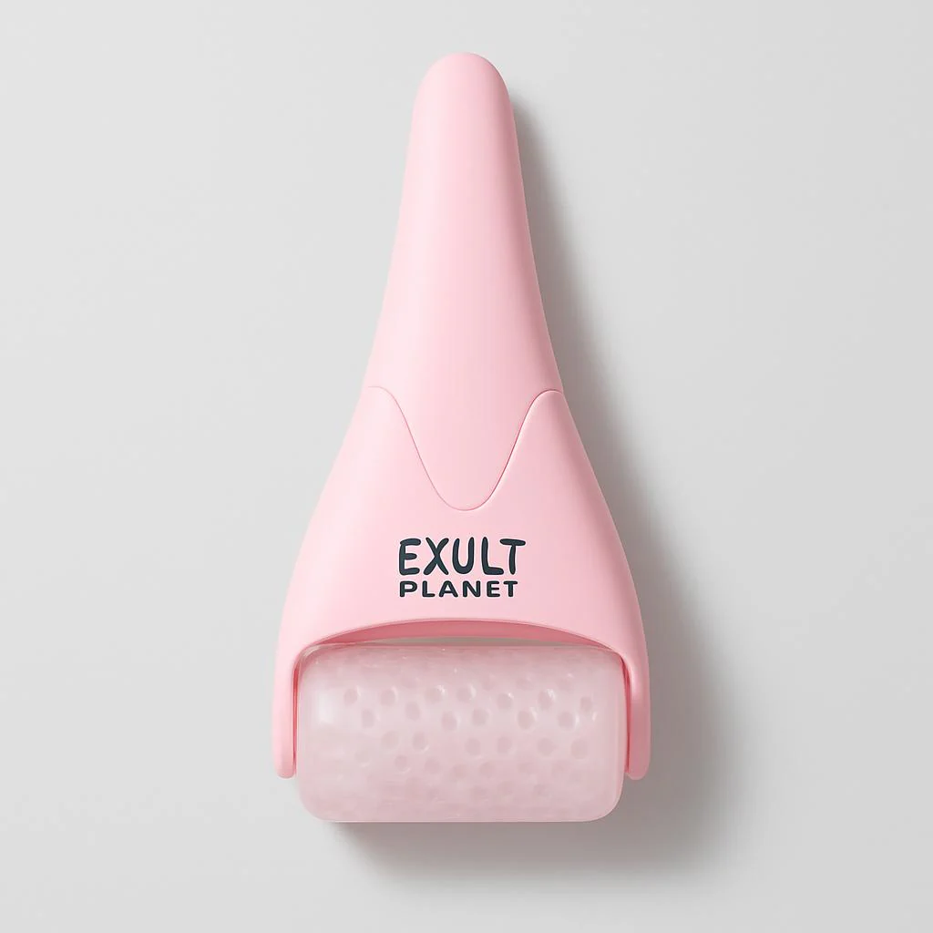 Pink Ergonomic Facial Ice Roller for Skincare and Wellness - Image 7