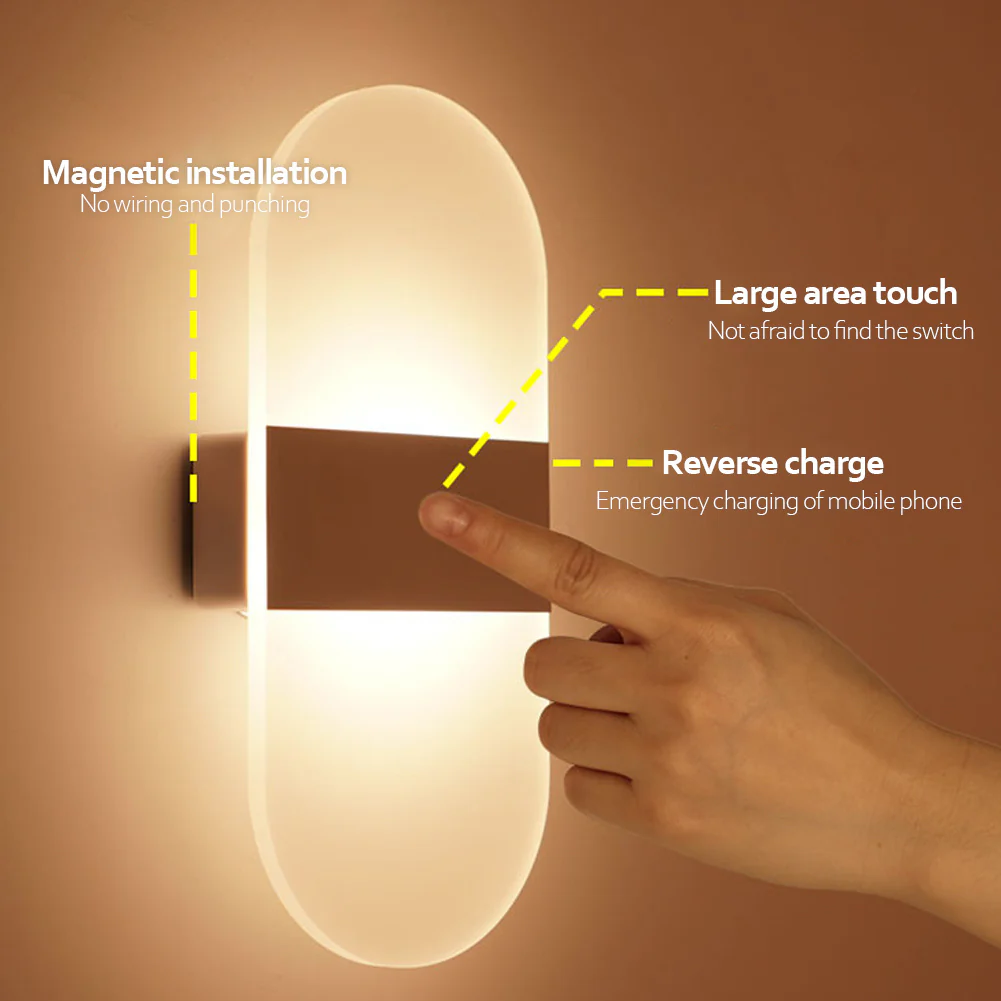 Eco-Friendly Rechargeable Touch Dimming Wall Lamp - Image 20