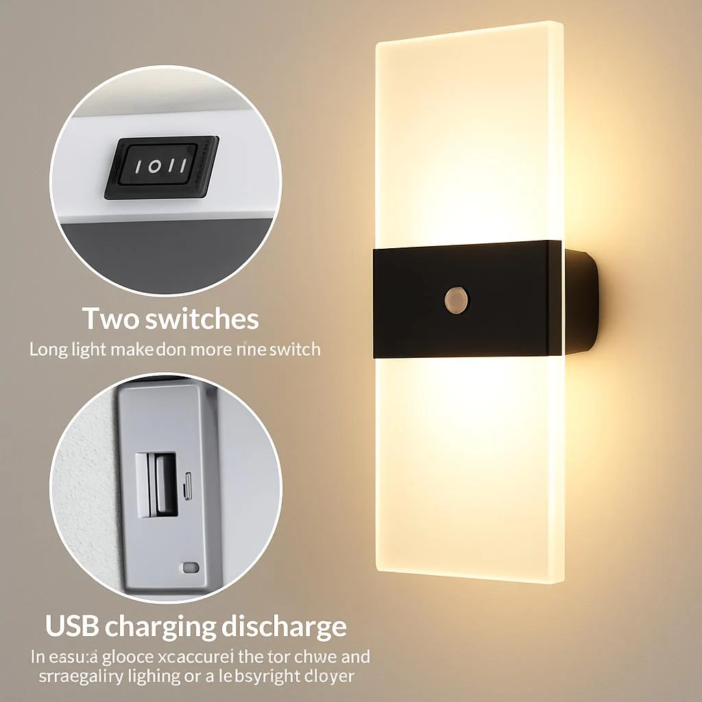Eco-Friendly Rechargeable Touch Dimming Wall Lamp - Image 3