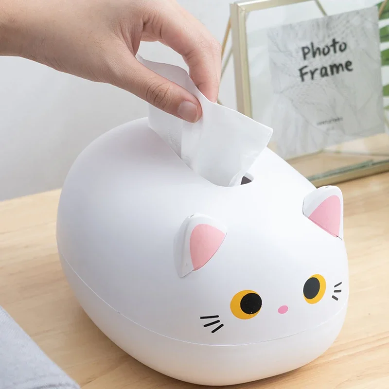Kawaii Cat Tissue Box Livingroom Napkin Storage Box Kitchen Paper Container Desktop Toilet Paper Holder for Bathroom Dormitory - Image 12