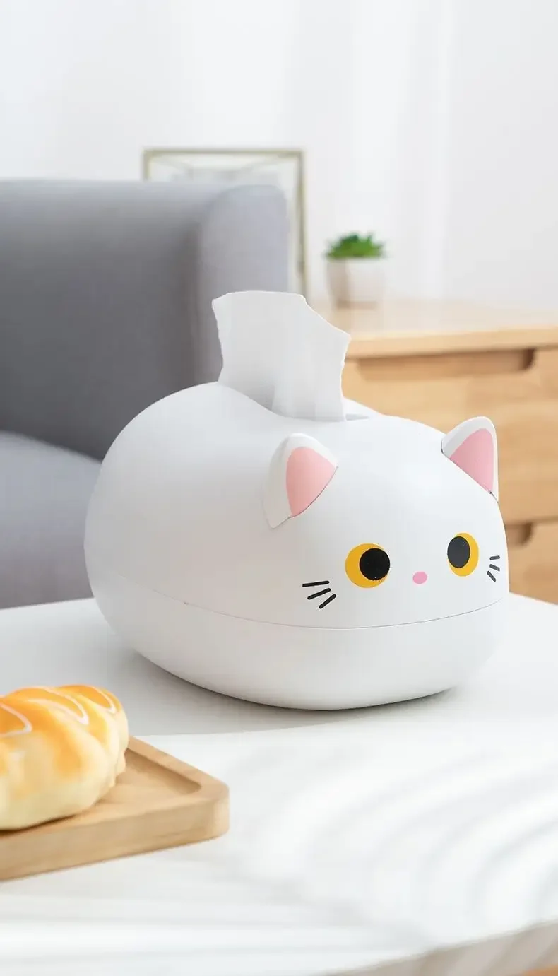 Kawaii Cat Tissue Box Livingroom Napkin Storage Box Kitchen Paper Container Desktop Toilet Paper Holder for Bathroom Dormitory - Image 14