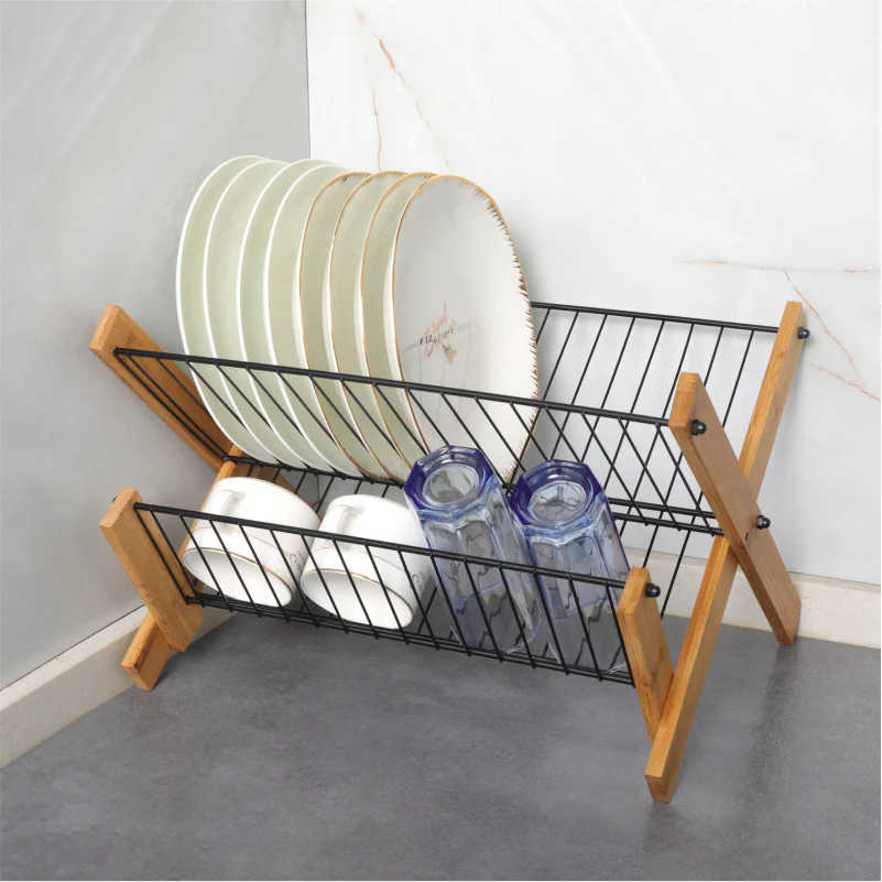 Eco-Friendly Bamboo & Metal Dish Drying Rack - Sustainable Kitchen Organizer - Image 12